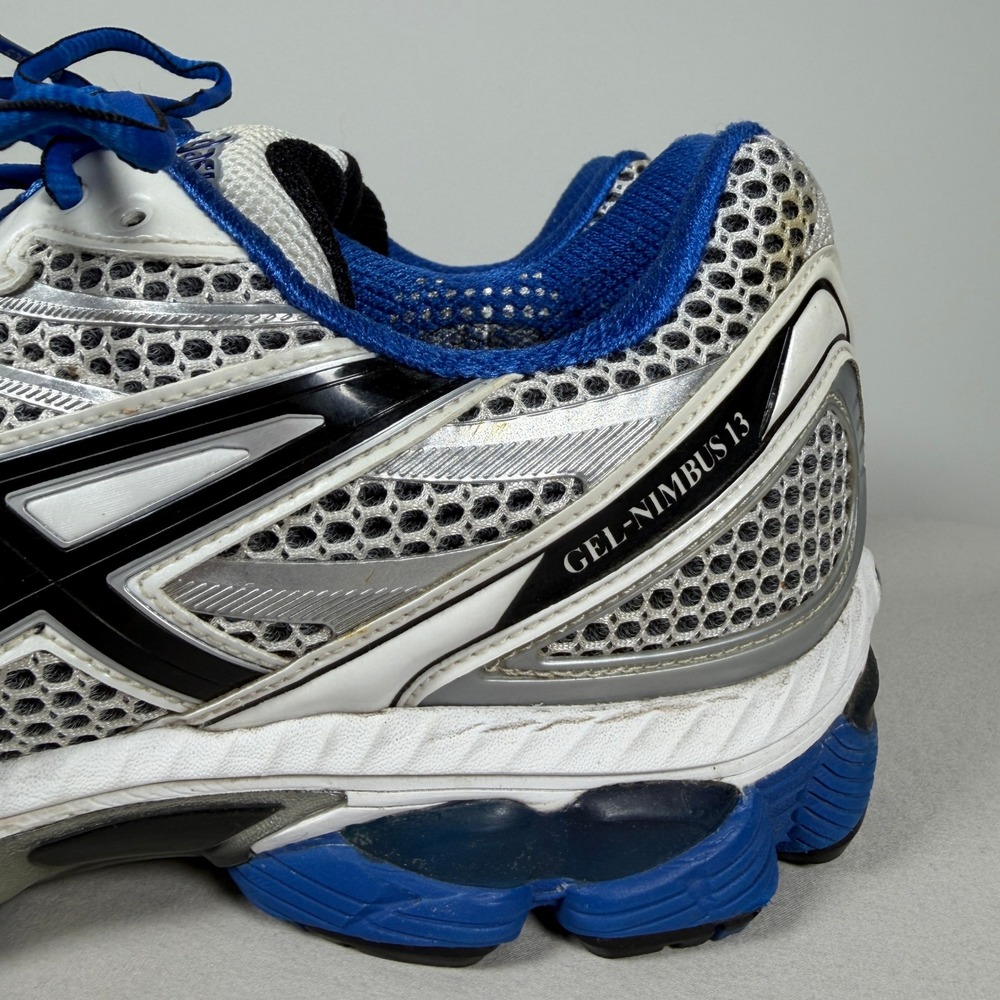 Asics Gel-Nimbus 13 Mens Running Shoes White‎ Blue Black Sneakers T134N - Picture 12 of 16